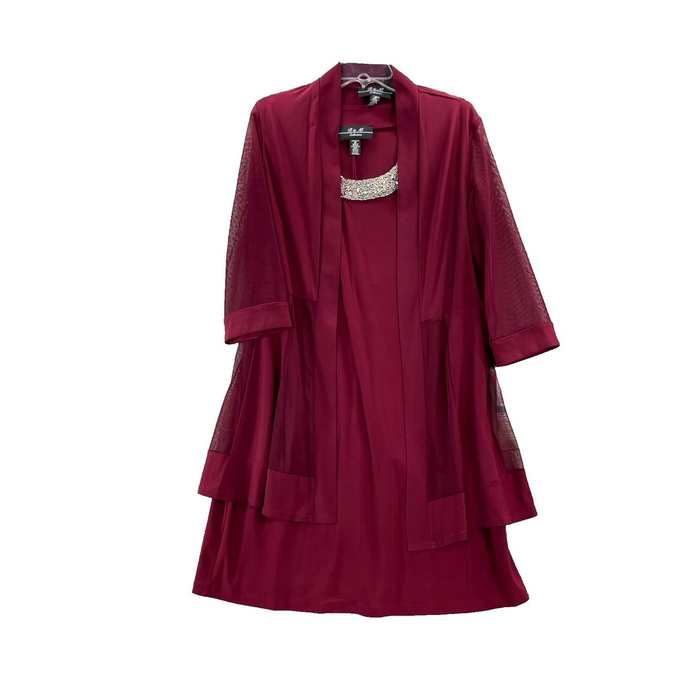 R & M Collection 2pc Embellished Jacket Dress Womens 16 3/4 Sleeve Office Career